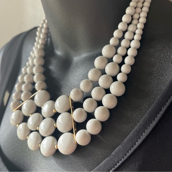Elegant Gray Beaded Necklace- Bib Style- 18” - Picture 2 of 5